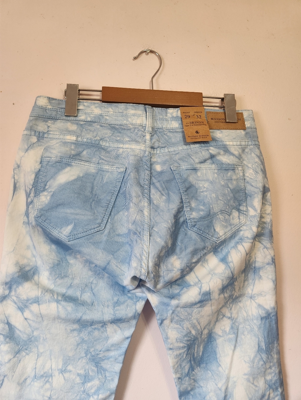 Rare Maison Scotch Amsterdams Blauw Memory Blue Tie Dye Skinny Jeans NWT 29/32 - Picture 4 of 16